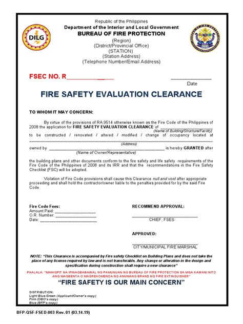 fsed forms|FIRE SAFETY EVALUATION CLEARANCE APPLICATION .